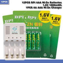 12pçs 1.6v aaa 1000mwh bateria recarregável nizn ni-zn aaa 1.5v conjunto de bateria recarregável + 1 peça aa/aaa ni-mh carregador 2024 - compre barato