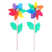 1pc Beautiful High Quality Colorful Wood Garden Yard Party Windmill Wind Spinner Ornament Decoration Kids Toys 2024 - buy cheap