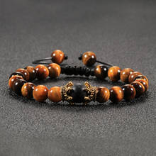 New Natural Stone Tiger Eyes Beaded Braid Bracelet Men Women Double Crown Bracelets Bangles Rope Prayer Male Jewelry Couple Gift 2024 - buy cheap