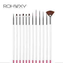 Rohwxy gel uv acrílico conjunto de escova de arte para unhas design linha polonês gel pintura desenho escultura caneta manicure dicas ferramentas novo kit 2024 - compre barato