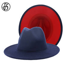 FS 60 см Кепка в британском стиле Темно-синие с красной подошвой фетр для пэчворка Джаз Кепки Для мужчин Для женщин Для мужчин на плоской подошве полями шерсть фетровая шляпка шерстяная шляпы Панамы шляпы Трилби Кепки s 2024 - купить недорого