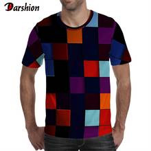 Camiseta estampa colorida para homens, verão, camiseta engraçada, ilusão, preto e vermelho, gráfico, manga curta, gola redonda, pulôver 3d 2024 - compre barato