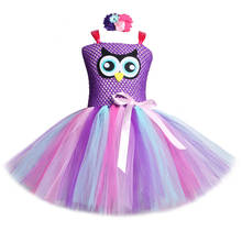 Cute Owl Children Dresses Girls Cartoon Costume for Halloween Party for Kids Animal Tutu Dress with Flowers Headband Outfits 2024 - buy cheap