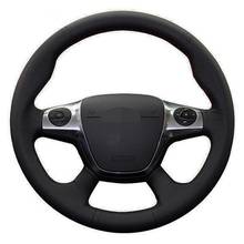 Black Car Steering Wheel Cover Hand-stitched Soft Genuine Leather For Ford Focus 3 2012-2014 KUGA Escape 2013-2016 2024 - buy cheap