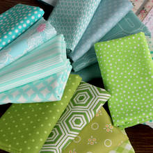 Tecido de sarja de algodão para crianças, azul e verde, feito de retalhos, material de acolchoado de costura diy para bebês e crianças 2024 - compre barato