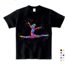 Детская футболка с ритмической гимнастикой, забавная кавайная Одежда для девочек, уличная одежда, рубашки для мальчиков, топы с круглым вырезом для девочек, Повседневная футболка с мультяшным рисунком 2024 - купить недорого