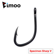 Bimoo gancho de pesca revestido, 20 peças de gancho de pesca de carpa, amostra afiada, equipamento de pescar, preto fosco, formato em v, tamanho 4 6 8 2024 - compre barato