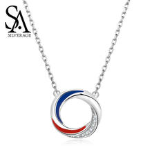 SA-collar plata de primera ley y circón para mujer, Gargantilla, plata esterlina 925, Circonia cúbica, zirconia, circonita, zirconita, zirconita, Color azul y rojo 2024 - compra barato