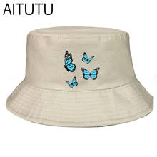 Women butterfly Bucket Hat girls Hip Hop Fisherman Panama Hats Cotton Outdoor Summer Casual yellow Swag Bob Visor Bucket Cap men 2024 - buy cheap