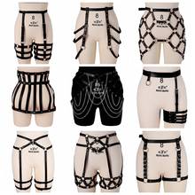 Black Leather Garter Belt Cage Thigh Goth Punk Metal Ring Adjust Waistband Suspender Sexy Lingerie Dance Rave Skirt Body Harness 2024 - buy cheap