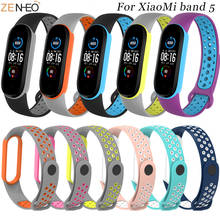 Double color band 5 Silicone Strap Replacement Wrist Strap for Xiaomi Mi Band 5 Porous Anti-sweat Sport Breathable Strap Buckle 2024 - buy cheap