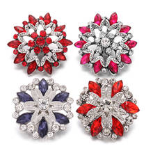 Joias de encaixe vermelho com botões em strass e flor de cristal, 6 fábricas, joias intercambiáveis com 18mm 2024 - compre barato