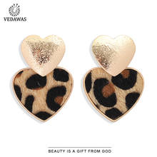 Vedaswas-pendientes de corazón con estampado de leopardo para mujer, aretes de gota de colores, redondos, coloridos 2024 - compra barato