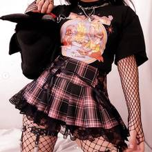 Mini Skirt Women Goth High Waist Punk A Line Skirts Ladies Y2K  Aesthetic Punk Plaid Pleated Short Skirt  Lace Up Jupe Femme 2024 - buy cheap