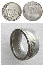 Anel feito à mão da itália, medalha de 20 liras, 1943, banhado a prata, cópia de moedas em tamanhos 8-16 2024 - compre barato