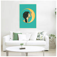 Vintage Girl Kissing Moon Canvas Art Print Man in the Moon Art Decor Antique Moon Face Wall Art Poster Picture Canvas Painting 2024 - buy cheap