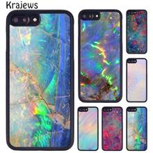 Krajews opala pedra iridescente telefone estojo para iphone x xr xs 11 12 13 pro max 5 6s 7 8 plus samsung galaxy s8 s9 s10 2024 - compre barato