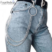 Punk Rock Gothic Big Ring Key Chain Street HipHop Trousers Hipster Key Chains Metal Bag Belt Chain Pants Keychain Jewelry 2020 2024 - buy cheap