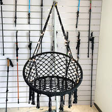 Cadeira de rede, cadeira de suspensão com kit de hardware durável, corda de algodão para atividades ao ar livre (preto) 2024 - compre barato