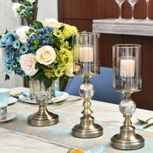 Mesa de jantar luxuosa estilo europeu americana decorações para casa, porta-velas de metal de cristal de alta qualidade artesanato 2024 - compre barato