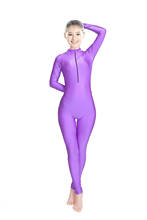 Adult Lycra Spandex Unitard Bodysuit Full Body Long Sleeve Women Dancewear One Piece Turtleneck Dance Zentai Front Zipper 2024 - buy cheap