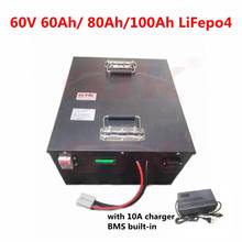 60V 60Ah 80Ah 100Ah LiFepo4 lithium batetry for 6000W motorcycle scooter electric rickshaw Lead acid replacement +10A charger 2024 - buy cheap