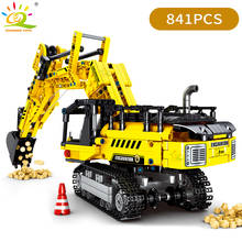 HUIQIBAO 841Pcs City Grab Excavator Bricks Toys Tech Construction Engineering Truck Car Building Blocks Worker Figure Children 2024 - buy cheap