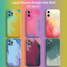 Funda de teléfono de silicona líquida con acuarela para iPhone, 11 Pro Max, 12, X, XR, XS Max, 7, 8 Plus, gradiente, pintura colorida, suave, Coque 2024 - compra barato