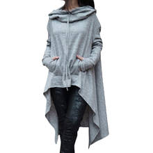 Plus Size Lady Solid Color Long Sleeve Asymmetric Hem Fishtail Hoodie Sweatshirt Lady Solid  Hem Fishtail Hoodie Sweatshirt 2024 - buy cheap