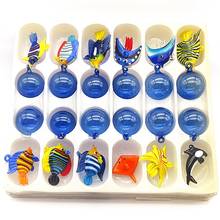 12pcs NEW handmade Murano floating glass fish charms miniature Figurines aquarium Marine decorative glass animal statues pendant 2024 - buy cheap