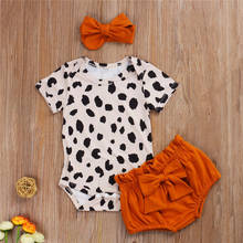 0-24M Newborn Baby Girl Clothes Sets Romper Bodysuit Tops Bow Shorts Pants 2pcs Baby Girls Summer Leopard Print Clothing Outfits 2024 - buy cheap