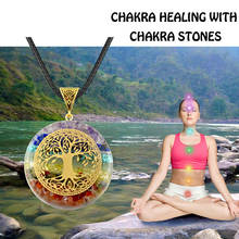 Pingente de chakra orgone 7, colar em resina de cura de cristal rosa, energia da vida, orgonita 2024 - compre barato