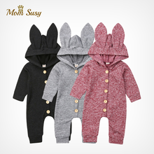 Newborn Baby Girl Boy Romper Rabbit Hooded Long Sleeve Infant Toddler Button Jumpsuit Outfits Autumn Spring Winter Baby Clothes 2024 - buy cheap