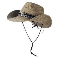 Summer Women Men Hollow Western Cowboy Hat Lady Dad Beach Sombrero Hombre Straw Panama Cowgirl Jazz Sun Cap Size 56-58CM 2024 - buy cheap