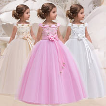 Vestido longo de dama de honra, rosa, verão, roupas para meninas, crianças, princesa, festa, casamento, 3-10 e 12 anos, 2021 2024 - compre barato