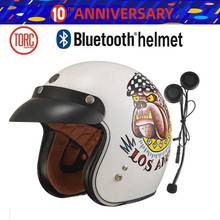Torc-capacete de motociclista t50 3/4, fone de ouvido sem fio, vintage, com bluetooth, rosto aberto, 1 peça 2024 - compre barato