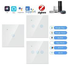 Ewelink zigbee wifi padrão da ue interruptor de toque inteligente 1/2/3/4 gang suporte para alexa e google casa precisa funciona com gateway 2024 - compre barato