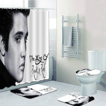 Elviz-cortinas de ducha impermeables para decoración del hogar, juego de alfombrilla de baño de poliéster, Elviz Presley, The King of Rock Roll 2024 - compra barato