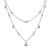 Colares femininos de prata esterlina 925, colar com duas correntes e gotas, joia fina de 45cm 2024 - compre barato