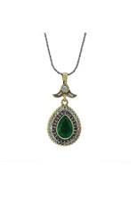 Pedra esmeralda verde prata natural zircônia cúbico autêntico senhora colar hurrem sultan colar 2024 - compre barato