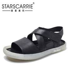 Sandals women's leather 2021 new summer  versatile student fashion soft bottom flat bottom non slip fairy style 2024 - buy cheap