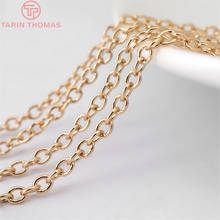 (31196)2 meters width 2MM 24K Champagne Gold Color Plated copper Round Oval Shape Link Chains Diy Jewelry Accessories 2024 - buy cheap