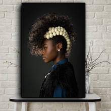 Pintura al óleo de mujer negra y dorada de Arte Africano sobre lienzo, Cuadros, carteles e impresiones, imagen artística de pared escandinava para sala de estar 2024 - compra barato