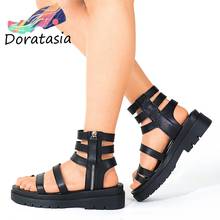 DORATASIA-Sandalias con plataforma y Punta abierta para mujer, zapatos de tacón grueso, color sólido, a la moda, para verano 2024 - compra barato
