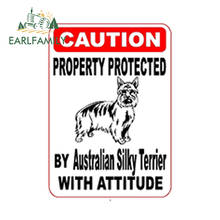 EARLFAMILY 13cm x 8.3cm Property Protected By Australian Silky Terrier Dog Breed with Attitude Sign Car Sticker 2024 - buy cheap