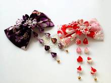 Kimono Lolita Hairpin Woman Sakura Hair Bow Accessories Japanese Bathrobe Headdress Beautiful Hand-made Purple Pink Headwear 2024 - buy cheap