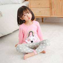 Tuonxye conjunto de pijama infantil de algodão, pijama de manga longa, feminino, para meninos e meninas, roupa para dormir 2024 - compre barato