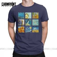 Van Gogh Paint Sunflowers T Shirt for Men 100% Cotton T-Shirts Portrait Vincent Pop Culture Art Tee Shirt Short Sleeve Gift Idea 2024 - buy cheap