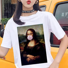Женская уличная футболка с принтом «споф Мона Лиза», белая футболка с короткими рукавами в стиле Харадзюку 2024 - купить недорого