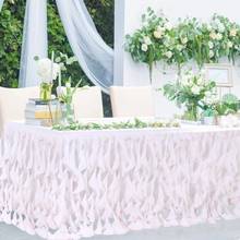 Falda de mesa de tul Rosa ondulada hecha a mano para boda, postre, fiesta, Decoración de mesa, firma, decoración del hogar, 185x77cm 2024 - compra barato
